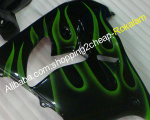 ZX-9R ZX 9R <span class=keywords><strong>ZX9R</strong></span> <span class=keywords><strong>2000</strong></span> 2001 00 01 Pour Kawasaki Moto Carrosserie Vert Flamme Noir Carrosserie Carénage Kit - Product Image 2