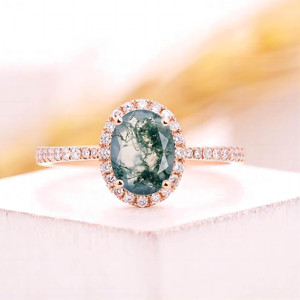 925 <b>Silver</b> Rose Gold Plated <b>Opal</b> Oval <b>Ring</b> Pave Setting Women's Engagement Band Romantic Style Fine Jewelry - Product Image 2