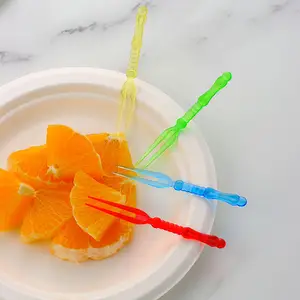 Custom PS Disposable Fork Fruits Mini Birthday Cake Forks Small Hard Plastic Dessert Salad Fork