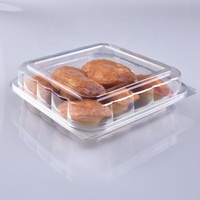 Boîte de pâtisserie à grande capacité et haute transparence en PET, emballage alimentaire en plastique à clapet pour biscuits et gâteaux avec couvercle articulé