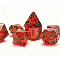 Ensemble de dés en résine polyédrique à coins arrondis, rouge bonbon, avec logo personnalisé, 7 pièces, pour le jeu de rôle Dungeons and Dragons