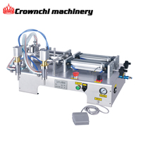 Machine de remplissage de bouteilles de gel désinfectant pour les mains, semi-automatique, pneumatique, haute précision, à 2 têtes