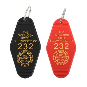 Logo personnalisé avec numéros de <span class=keywords><strong>chambre</strong></span>, porte-clés d'hôtel à paillettes rétro Vintage, porte-clés en plastique noir - Product Image 3