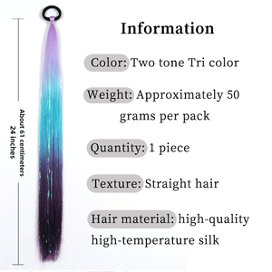 Extensiones de oropel de alta calidad de 24 pulgadas, cola de caballo larga y recta, cola de caballo falsa, postizo único, fibra de alta temperatura - Product Image 2