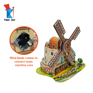 กล่องดนตรีที่กำหนดเองกระดาษโมเสคของเล่นเด็กในบ้านกังหันลมดัตช์ - Product Image 5