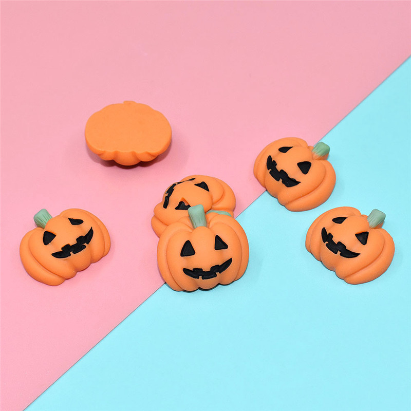 Tiktok Product 10pcs/bag Miniature Fruit Vegetable Shape Flat Back Halloween Pumpkin Resin Charm Cabochon for Hair Pin