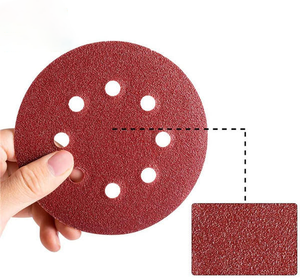 Disques de papier abrasif ronds à crochet et boucle à 8 trous Plusieurs tailles disponibles Convient aux ponceuses orbitales Ponçage automobile - Product Image 5