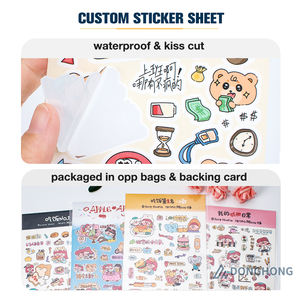 Hoja de Pegatinas Decorativas Personalizadas, Transparentes, Impermeables, con Purpurina, Escarchadas, con Corte de Contorno, Diseño de Dibujos Animados, para Papelería - Product Image 4