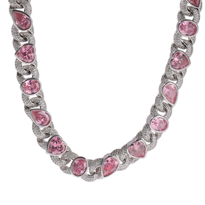 UWIN-Cadena de eslabones cubanos para hombre y mujer, collar de cadena cubana con forma de lágrima, corazón rosa, Circonia cúbica - Product Image 4