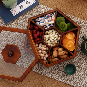 Boîte à bonbons de mariage en bois créative avec compartiments divisés et couvercles bonbonniere - Product Image 3