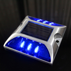 Borne de signalisation routière solaire adhésive en bitume époxy, blanche, avec éclairage LED clignotant d'avertissement, indice de protection IP68, pour zones résidentielles et scolaires - Product Image 2