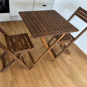 Ensemble de meubles de jardin Combohome 3 pièces pour petits balcons, ensemble de balcon en bois, chaise et table pliantes en bois massif pour jardin - Product Image 5