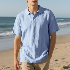 Polo en coton à manches courtes vert pour homme, décontracté, respirant, couleur unie, coupe classique, style Oxford tissé - Product Image 4