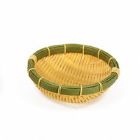 Ensemble de plateaux ronds en osier tressé style bambou, en rotin PP, pour servir les aliments, le pain et les fruits