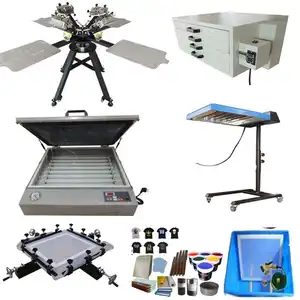 4 color 4 station Turning screen printing machine with Micro-registration full kit screen printing for sale