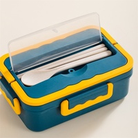 AHLE1112/Weizenstroh-Lunchbox, mikrowellengeeignet, warmhaltend, tragbar, für Studenten, Kunststoff, unterteilt, für Büroangestellte, moderne Box