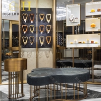 Comptoir de bijouterie de luxe en verre trempé transparent pour la présentation de bijoux et de pierres précieuses