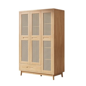 Armario de Madera Maciza, Estilo Nórdico Minimalista, Tres Puertas con Cajón, Muebles de Dormitorio Ensamblados - Product Image 4
