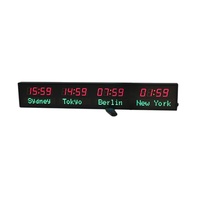 Jam Dinding Digital LED 4 Zona Waktu Dunia Berbahan Resin Operasi Listrik Operasi Senyap Industrial Garansi 2 Tahun