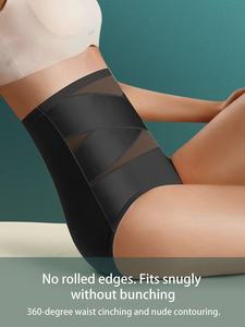 กางเกงในเอวสูงสำหรับผู้หญิงแบบบางกางเกงเอวไหมน้ำแข็งดีไซน์ไขว้ - Product Image 6