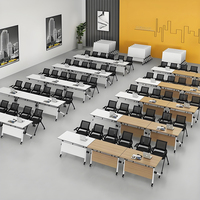 Table de conférence mobile pliante en bois moderne avec roulettes verrouillables pour salles de classe, centres multimédia, salles de formation, hôtels