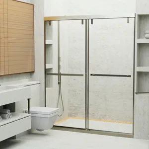 간단한 디자인 욕실 샤워 인클로저 문 칸막이 슬라이딩 강화 유리 알루미늄 합금 지원 현대 맞춤형 스트레이트