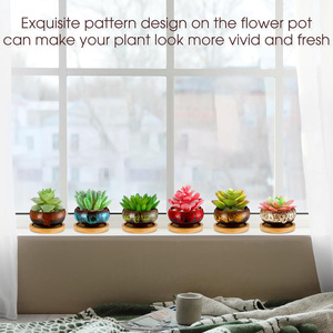 Petits pots en céramique de porcelaine émaillée au four, <span class=keywords><strong>mini</strong></span> pots pour <span class=keywords><strong>plantes</strong></span> <span class=keywords><strong>succulentes</strong></span>, pots à fleurs avec trou de drainage pour la maison, le bureau, le jardin, le bureau - Product Image 6