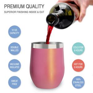 <span class=keywords><strong>Tazas</strong></span> de vino con pintura brillante aislada de acero inoxidable, 12 Oz - Product Image 6