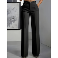 Pantalons de costume pour femmes, taille haute, coupe droite, couleur unie simple, pantalon de costume à jambes larges, pantalon de costume tendance, coupe ajustée