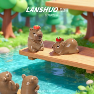 Juego de figuras de capibara de resina Lanshuo, mini adorno de animales para decoración del hogar, manualidades, accesorios de bricolaje - Product Image 4