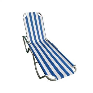 Chaises longues de plage et de piscine en métal à rayures bleues en gros - Product Image 3