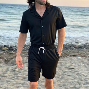 Men's Plus Size Sports Shorts <b>Sets</b> Slim Fit Breathable 100% Cotton Short Sleeve T-Shirt High Street Style for Summer Casual - Product Image 3