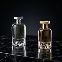Botella de Perfume de Vidrio Transparente de Lujo, Cilíndrica y Vacía, de 30ml/50ml, con Tapa de Corona