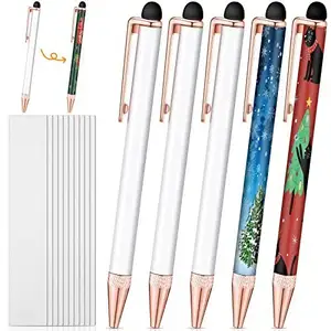 DIY Personalized White Sublimation Pen Blank Heat Transfer Stainless Steel Pens Stylus With Shrink Wrap