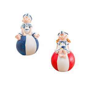 Poupées de couple mariniers de style méditerranéen, artisanat en résine, décoration d'intérieur, figurines artistiques pour garçons et filles - Product Image 4