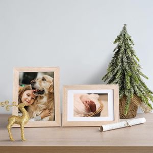 Marcos de fotos de <span class=keywords><strong>madera</strong></span> <span class=keywords><strong>natural</strong></span> de 6x8, juego de exhibición de plexiglás acrílico, alfombrilla de 4x6, 6x8, montaje en pared de mesa, 5x7, marcos de <span class=keywords><strong>madera</strong></span> de vidrio DIY - Product Image 4