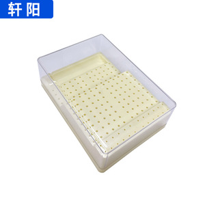 Boîte à fraises dentaires transparente avec plateau perforé pour le rangement et le nettoyage des instruments buccaux - Product Image 1