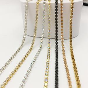 Catena di strass con motivo oro/argento bianco/AB da cucire, con cristalli a punta in vetro per scarpe e diamanti in cristallo da cucire per vestiti - Product Image 5