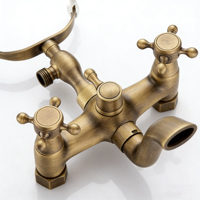 Robinet de douche de luxe vintage en laiton, design rustique, finition brossée, avec cartouche céramique, pour salle de bain, villa, appartement