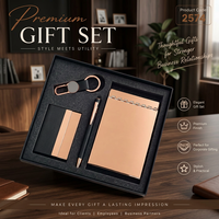 Coffret Cadeau de Bureau Classique Quatre-en-Un : Carnet A5, Stylo Métallique, Porte-Cartes, Porte-clés en Similicuir – Personnalisation avec Logo