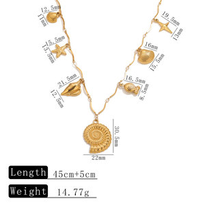 Collares de Moda Hawaiana de Verano, Joyería de Acero Inoxidable 316L, Collar de Concha Marina Chapado en Oro de 14k y 18k para Mujer - Product Image 6
