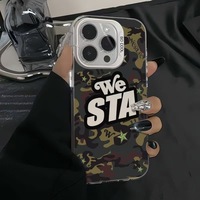 Coque de téléphone camouflage vert armée tendance avec lettres pour iPhone 17 16 15 13 12 11 Pro Max XR XS Mini Plus – Étui de protection personnalisé