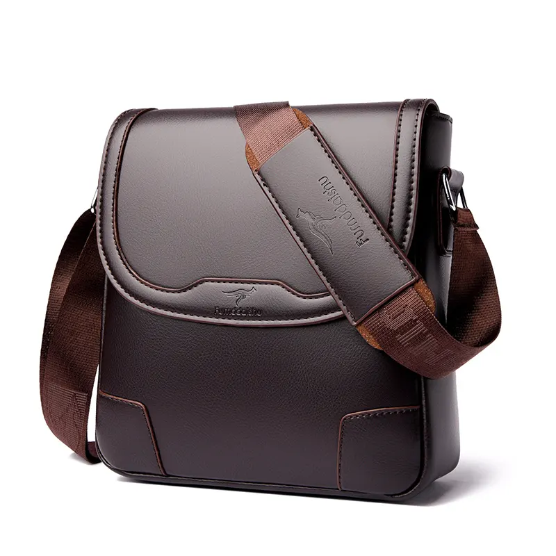 Custom Large Capacity Waterproof PU leather travel Messenger sling shoulder bag Men's Business crossbody bag for women