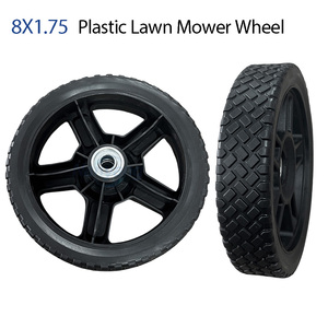 8x1.75'' Push Lawn Mower <b>Wheels</b>, 8 Inch <b>Plastic</b> <b>Wheel</b> and Tire for Lawnmower Garden Trolley Wagon Cart - Product Image 2