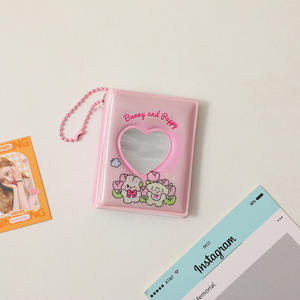 Dibujos animados 2 pulgadas mini álbum de fotos corazón hueco colgante tarjeta mini álbum llavero para almacenamiento ídolo foto tarjeta - Product Image 5