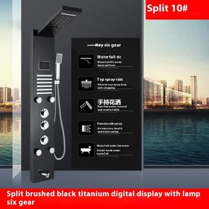 Panneau de douche de luxe noir avec écran de température, colonne de douche LED, mitigeur de <span class=keywords><strong>baignoire</strong></span> avec douchette à main - Product Image 2