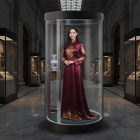 Pod d'affichage holographique cylindrique transparent, kiosque holographique 3D pour la vente au détail, les musées et la promotion de marques