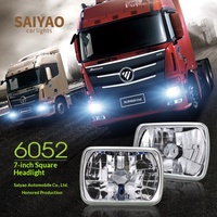 Phare carré 7 pouces 6052/6054, feux de croisement/route 6x7 pour ampoules LED H4/P43T 12V, phare de camion LED 12V, phares carrés en métal