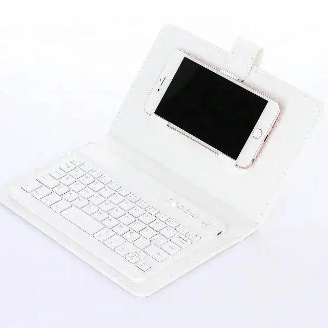 Portable PU Leather case and Wireless Blue tooth Keyboard for iPhone Android Phone