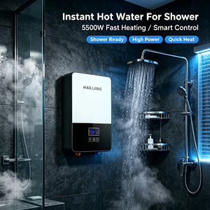 Chauffe-eau électrique mural sans réservoir <span class=keywords><strong>blanc</strong></span> à commande tactile pour salle de bain - Product Image 2